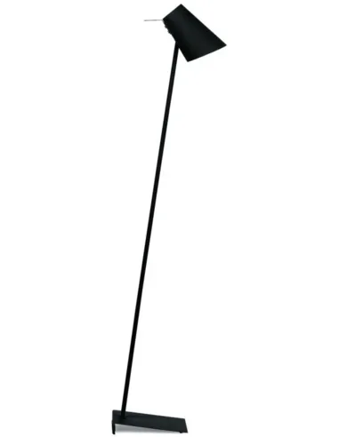 Vloerlamp ijzer/rubber finish Cardiff h.140/kap h.20x15cm, zwart